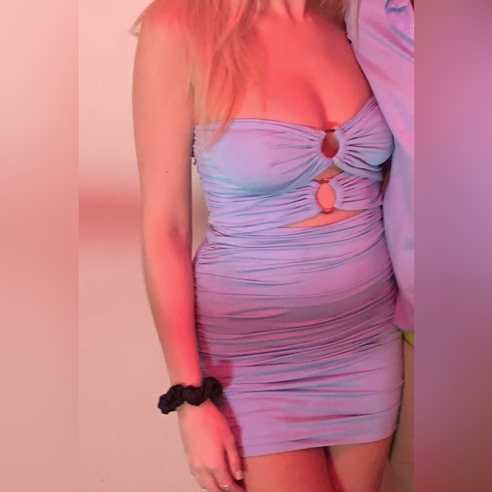 Strapless Ruched Dress with Cut-outs